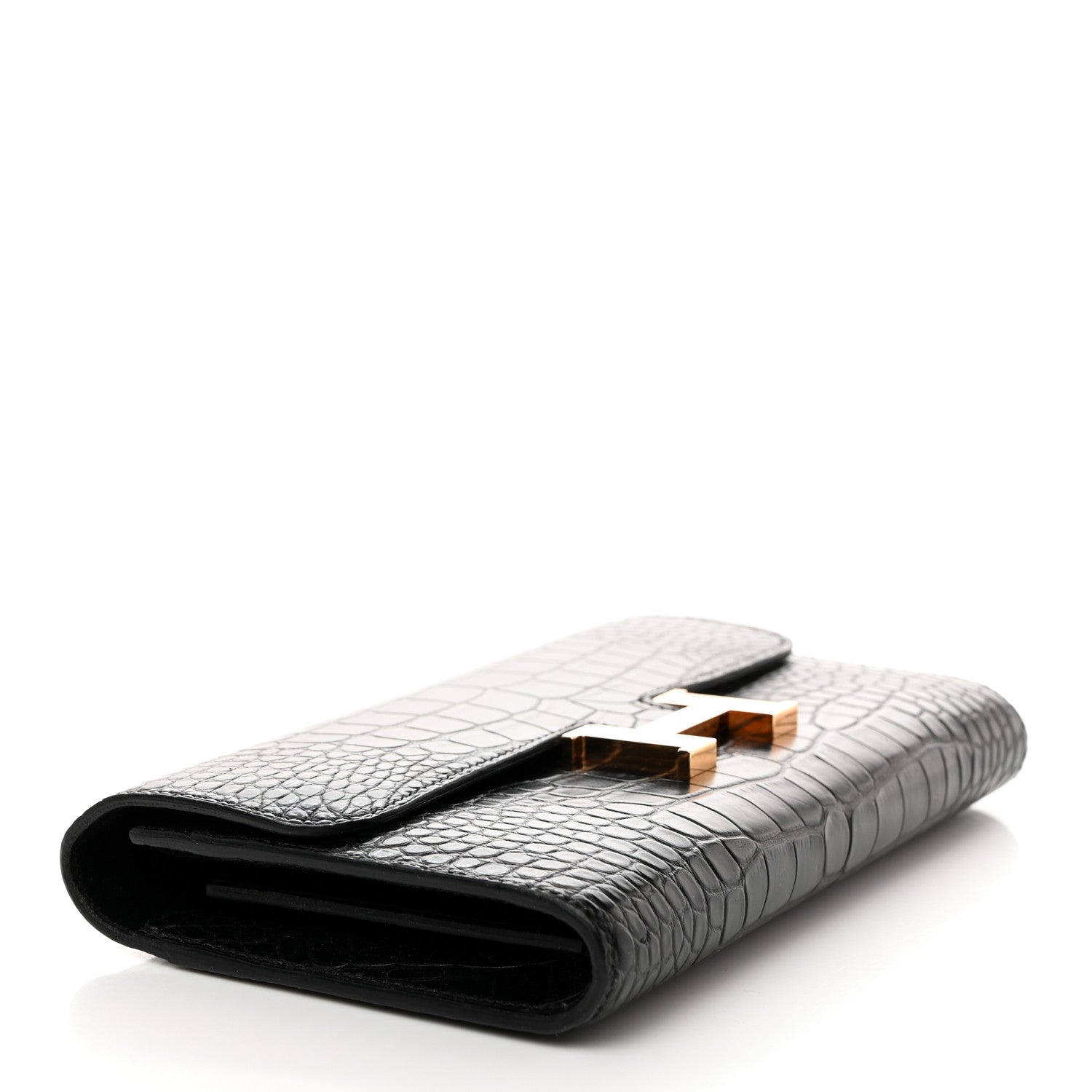 Hermes Matte Alligator Constance Long Wallet Black 4 of 6