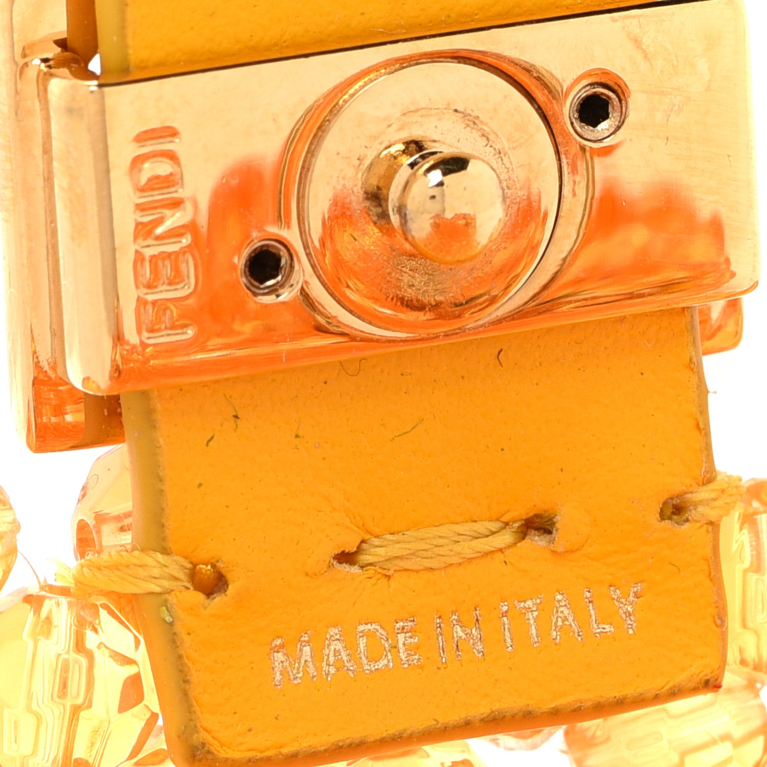 Fendi Glass Vitello King Beaded Mini Pico Baguette Charm Orange 6 of 7