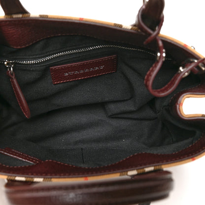 Burberry Goatskin Vintage Check Small Banner Tote Deep Claret 5 of 10