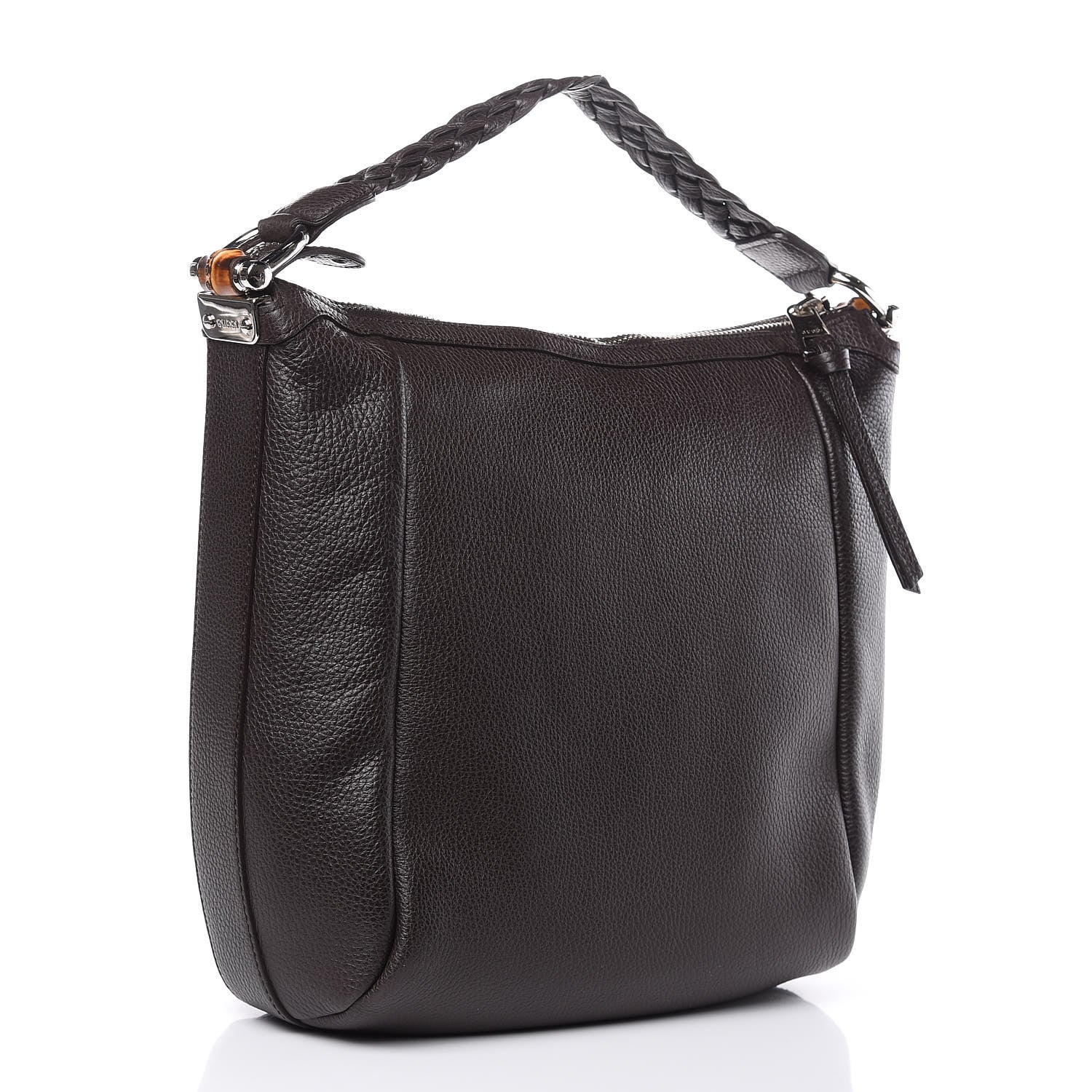 Gucci Grained Calfskin Bamboo Bar Hobo Dark Brown 3 of 10