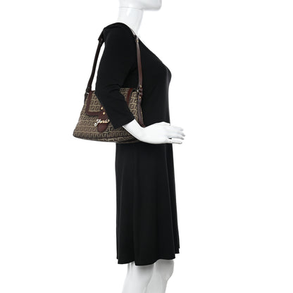 Fendi Zucchino Logo Shoulder Bag Tobacco 2 of 12