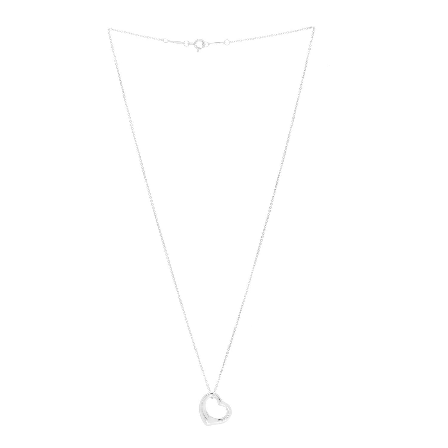 Sterling Silver 16mm Elsa Peretti Open Heart Pendant Necklace