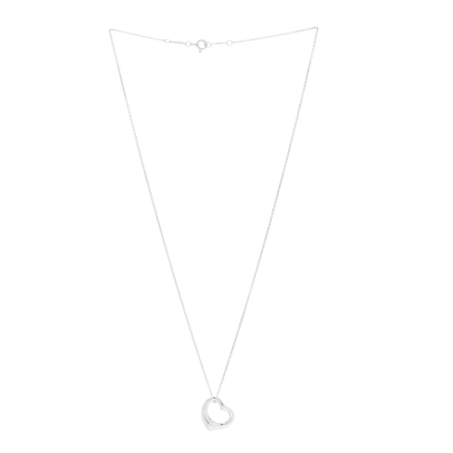 Tiffany Sterling Silver 16mm Elsa Peretti Open Heart Pendant Necklace 3 of 7