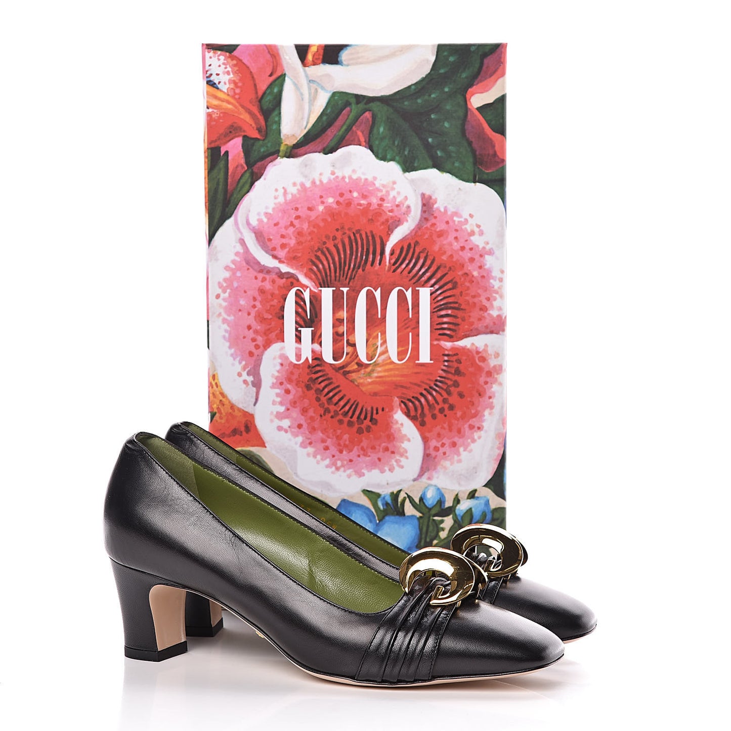 Malaga Kid Half Moon GG Square Toe Pumps 37 Black