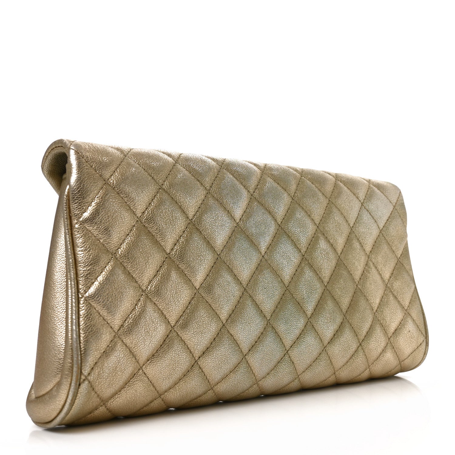 Chanel Metallic Lambskin Quilted Fold Up Again Clutch Gold 3 of 10