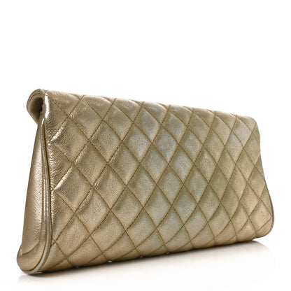 Chanel Metallic Lambskin Quilted Fold Up Again Clutch Gold 3 of 10