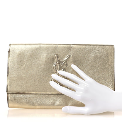 Saint Laurent Metallic Calfskin Monogram Large Belle De Jour Clutch Gold 2 of 10