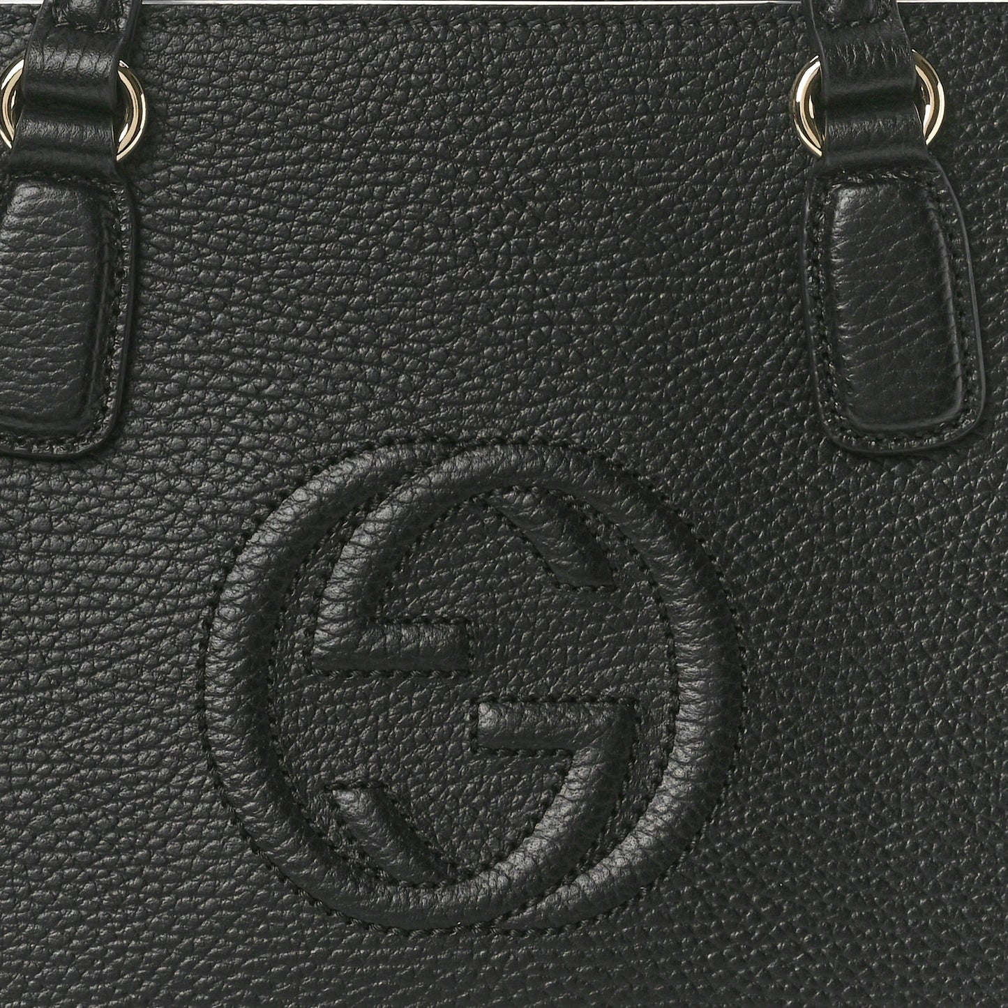 Pebbled Calfskin Medium Soho Top Handle Satchel Black