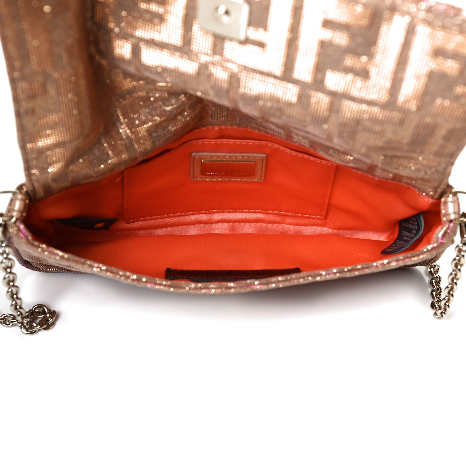 Fendi Metallic Lurex Zucca Mia Pochette Arancio 8 of 17