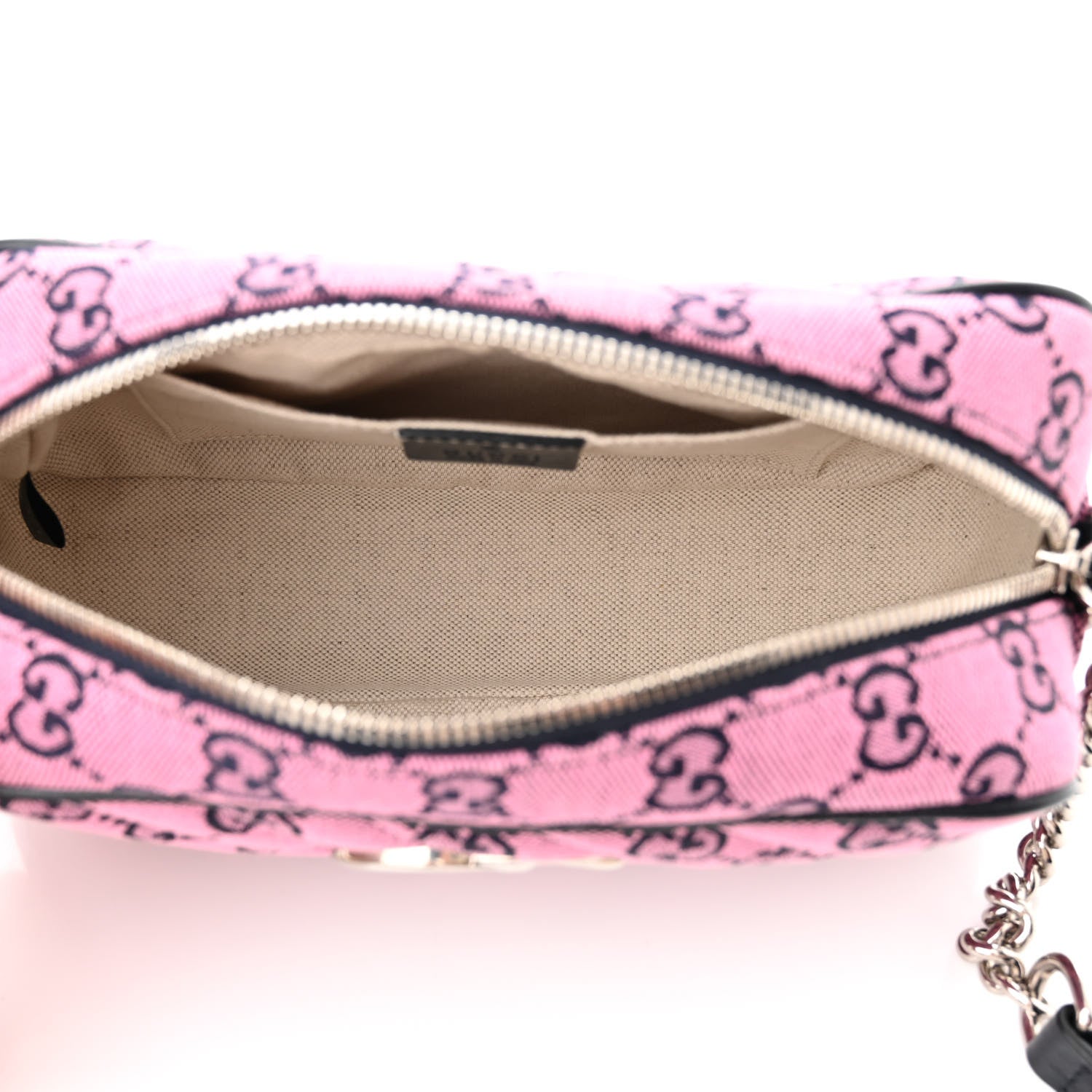 Gucci Monogram Multicolor Matelasse Diagonal Small GG Marmont Chain Shoulder Bag Pink Blue 5 of 10