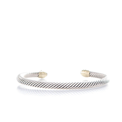 David Yurman Sterling Silver 14K Yellow Gold Pearl 5mm Cable Classics Bracelet 3 of 5