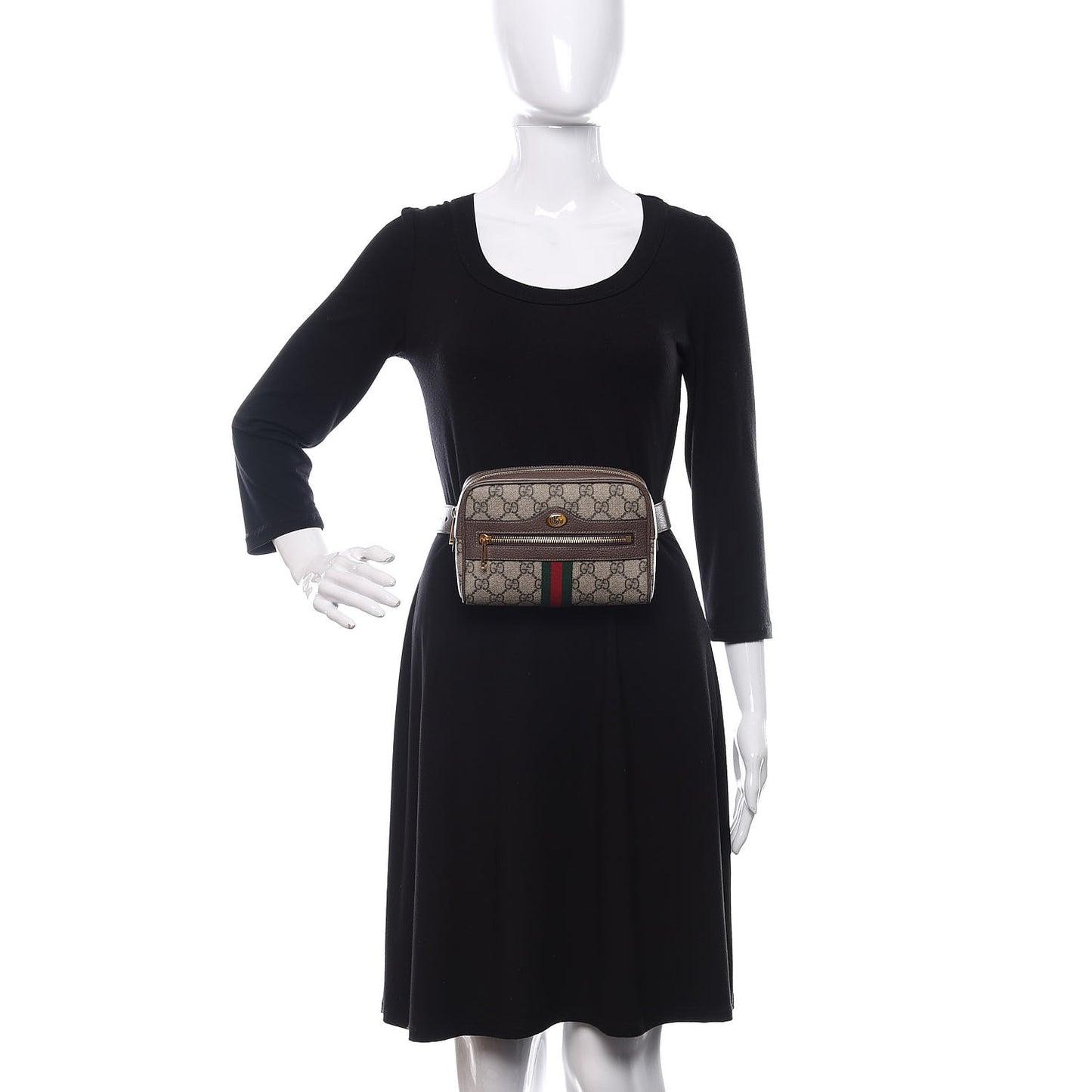 GG Supreme Monogram Web Small Ophidia Belt Bag 75 30 Dark Brown