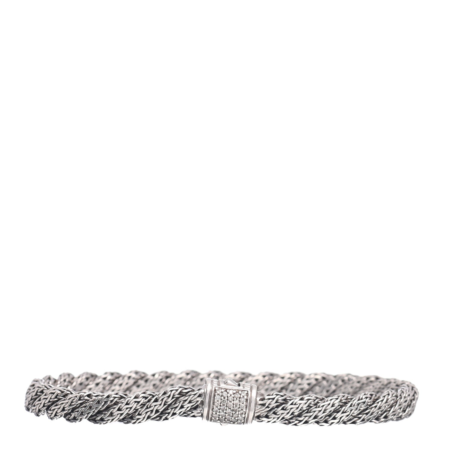 John Hardy Sterling Silver Diamond 5.5mm Twisted Chain Bracelet 1 of 4