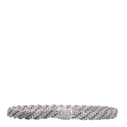 John Hardy Sterling Silver Diamond 5.5mm Twisted Chain Bracelet 1 of 4