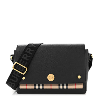 Burberry Grainy Calfskin Vintage Check Note Crossbody Bag Black 1 of 15