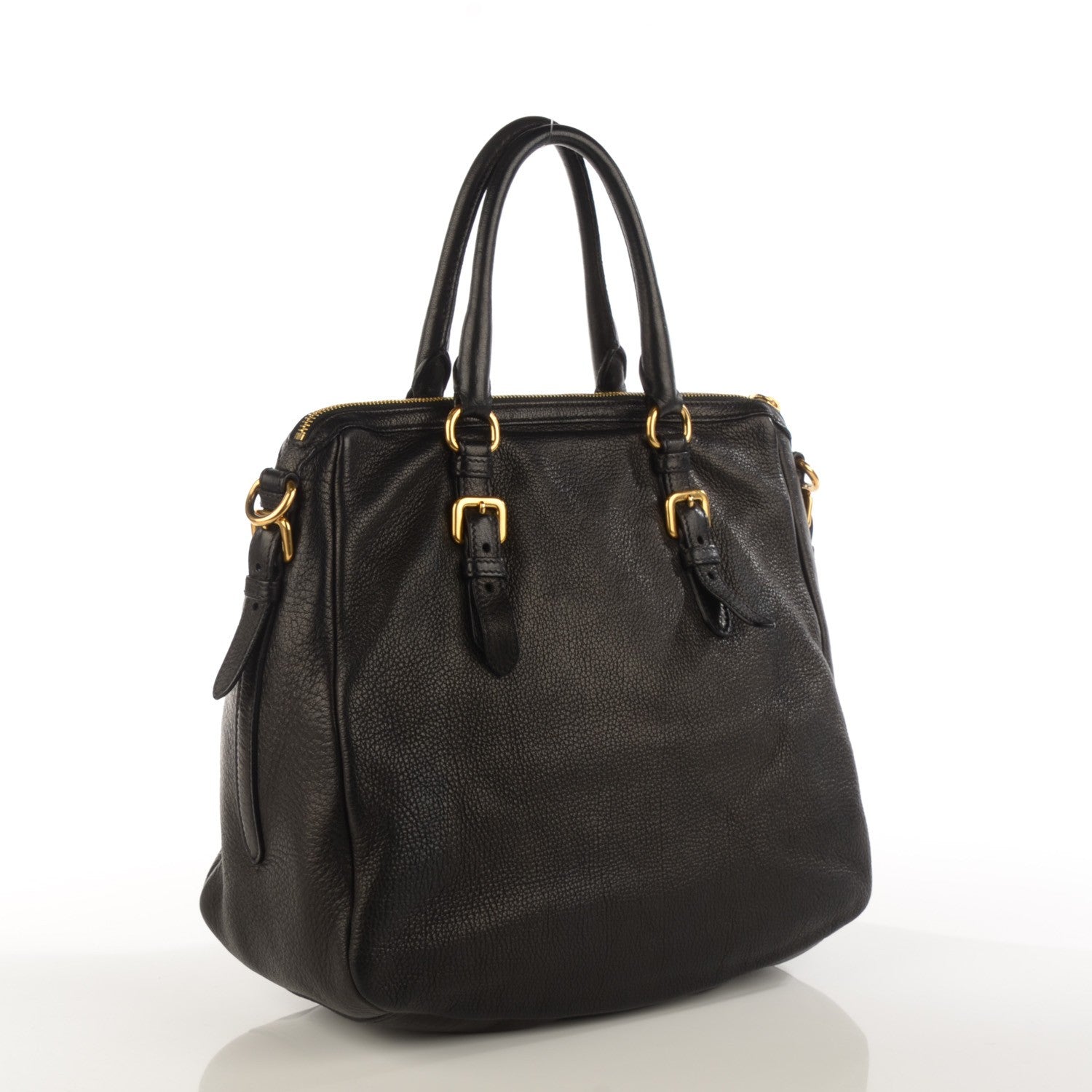 Prada Cervo Deerskin Zip Tote Nero Black 3 of 9