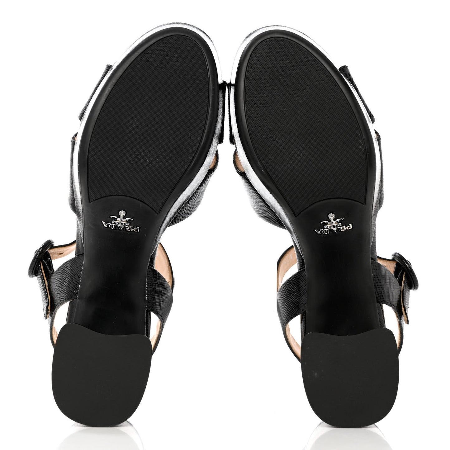 Vernice Saffiano Embossed Crisscross Platform 20/65mm Sandals 37.5 Black