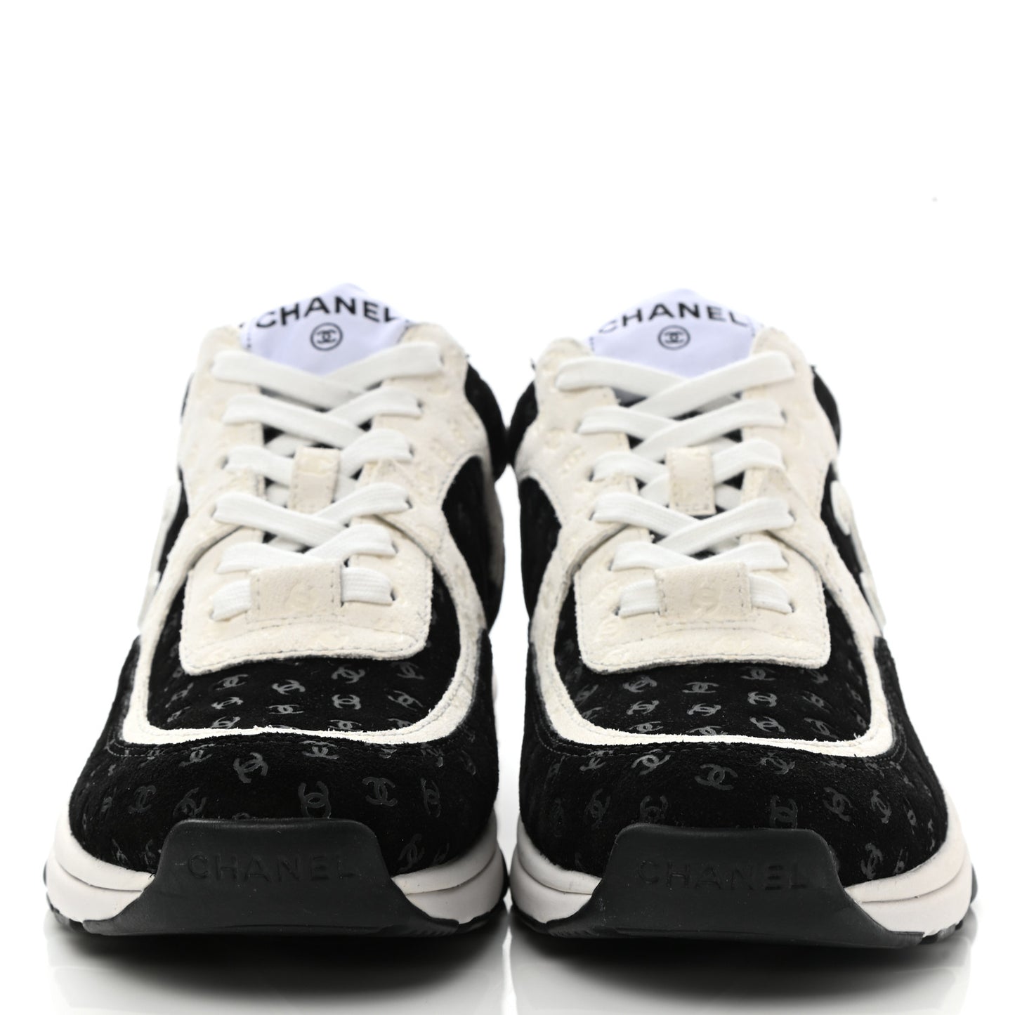 Printed Suede Calfskin Womens Sneakers 38 Black White