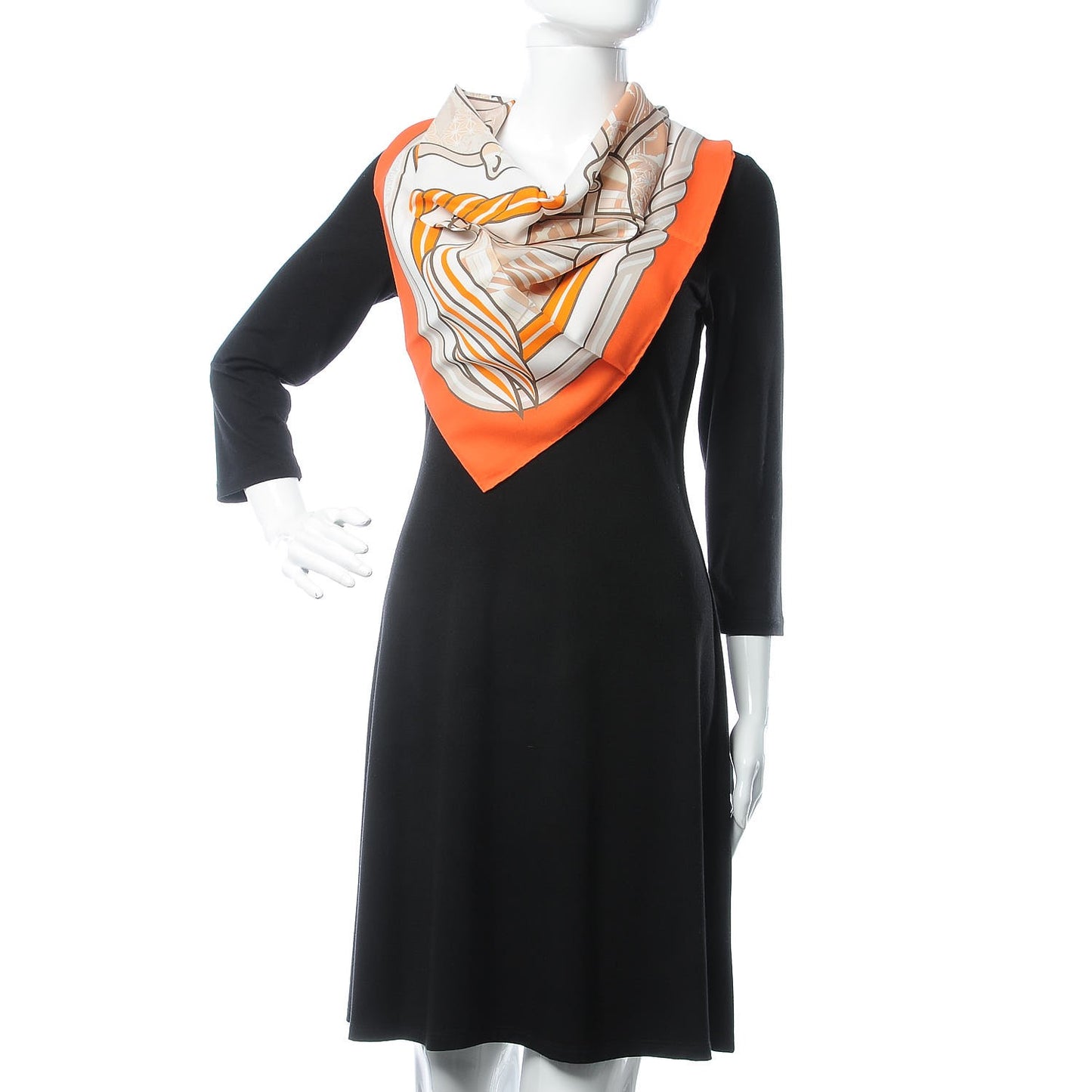 Silk Quadrige Costume Scarf 70 Orange White Beige