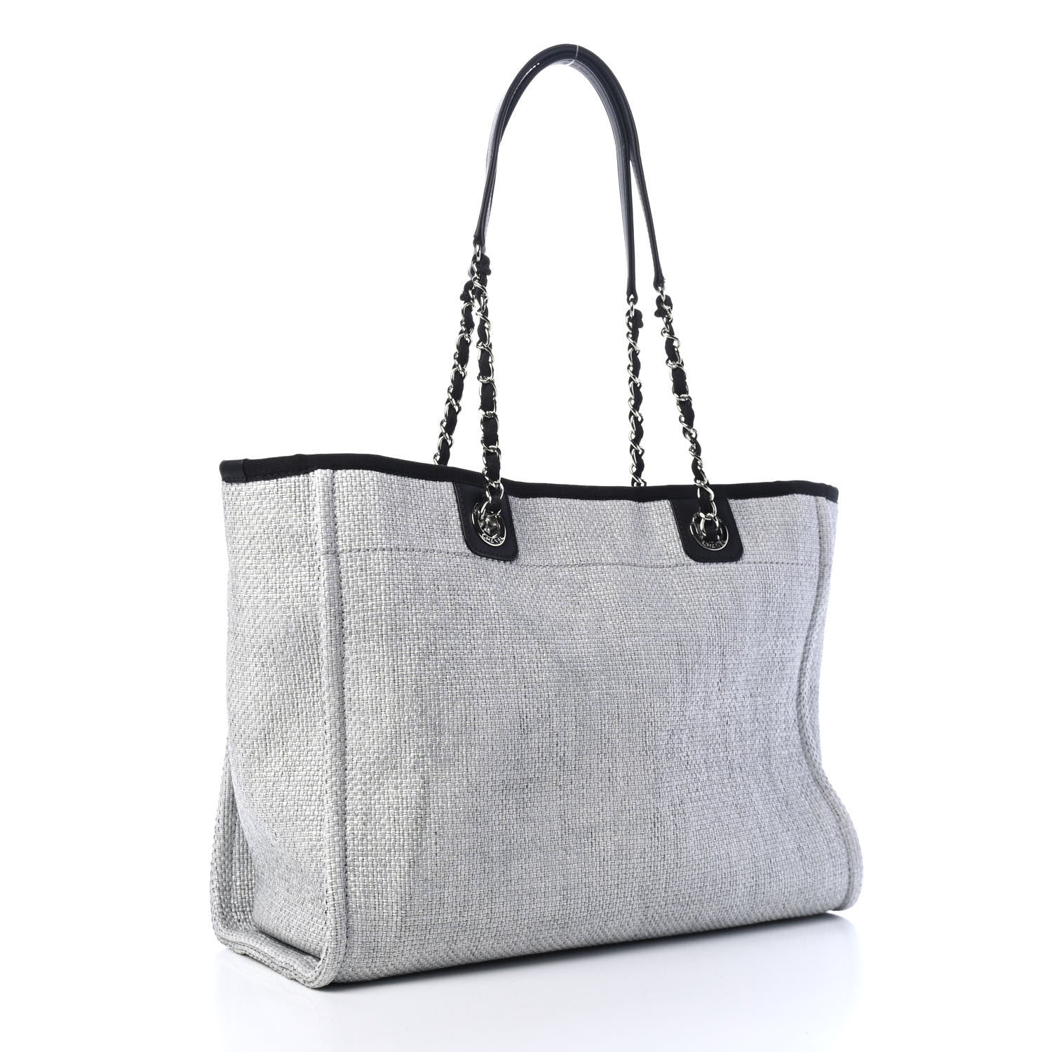 Chanel Woven Straw Raffia Small Deauville Tote Grey 2 of 5