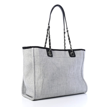 Chanel Woven Straw Raffia Small Deauville Tote Grey 2 of 5