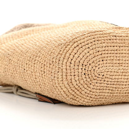 Loewe Calfskin Raffia Anagram Paulas Ibiza Pochette Bag Natural Tan 9 of 13
