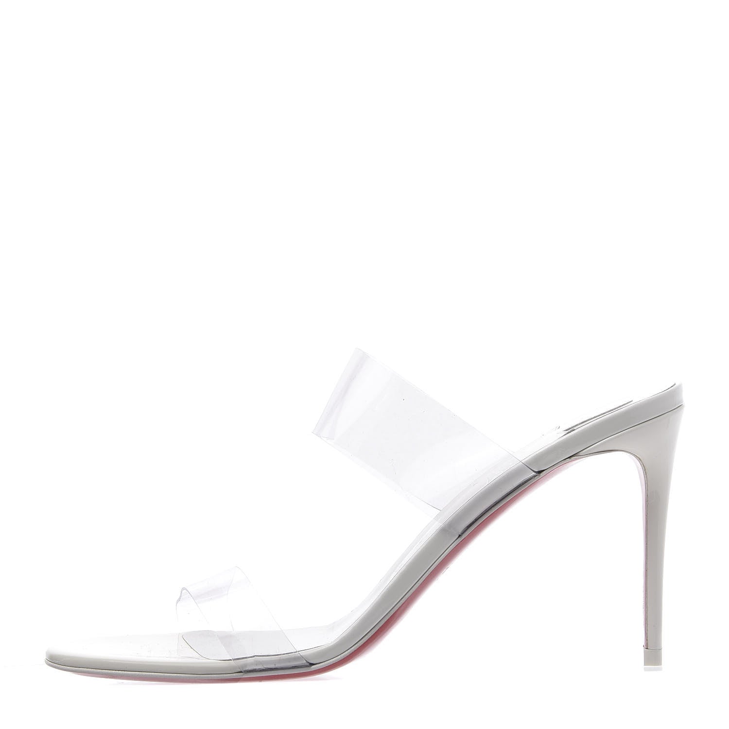 Christian Louboutin Patent PVC Just Nothing 85 Slide Sandals 39 Bianco 1 of 8