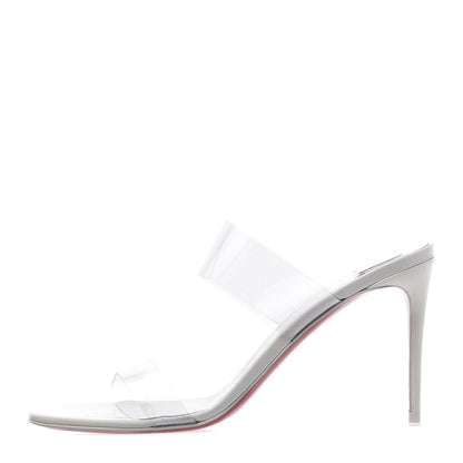 Christian Louboutin Patent PVC Just Nothing 85 Slide Sandals 39 Bianco 1 of 8