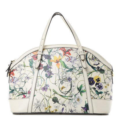 Gucci Canvas Flora Infinity Medium Nice Top Handle Dome Bag White 1 of 14