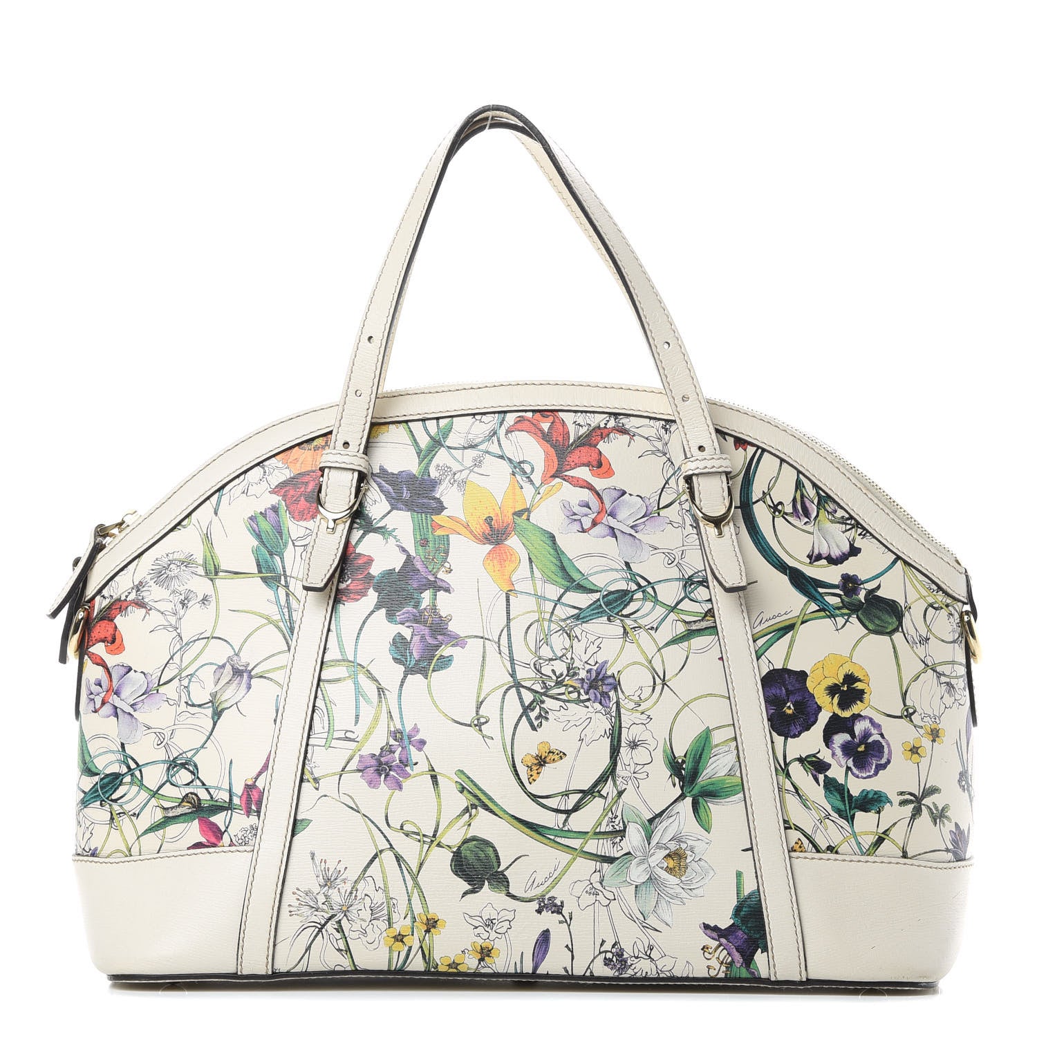 Gucci Canvas Flora Infinity Medium Nice Top Handle Dome Bag White 1 of 14