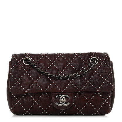 Chanel Washed Lambskin Studded Metal Beauty Flap Burgundy 1 of 14