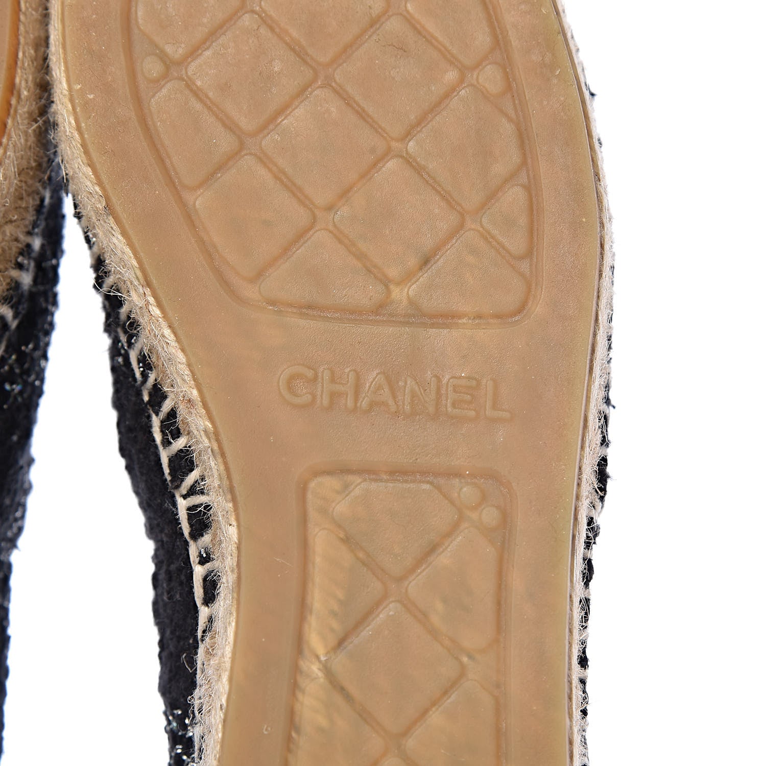 Chanel Metallic Tweed Lambskin CC Espadrilles 36 Black Silver 9 of 10