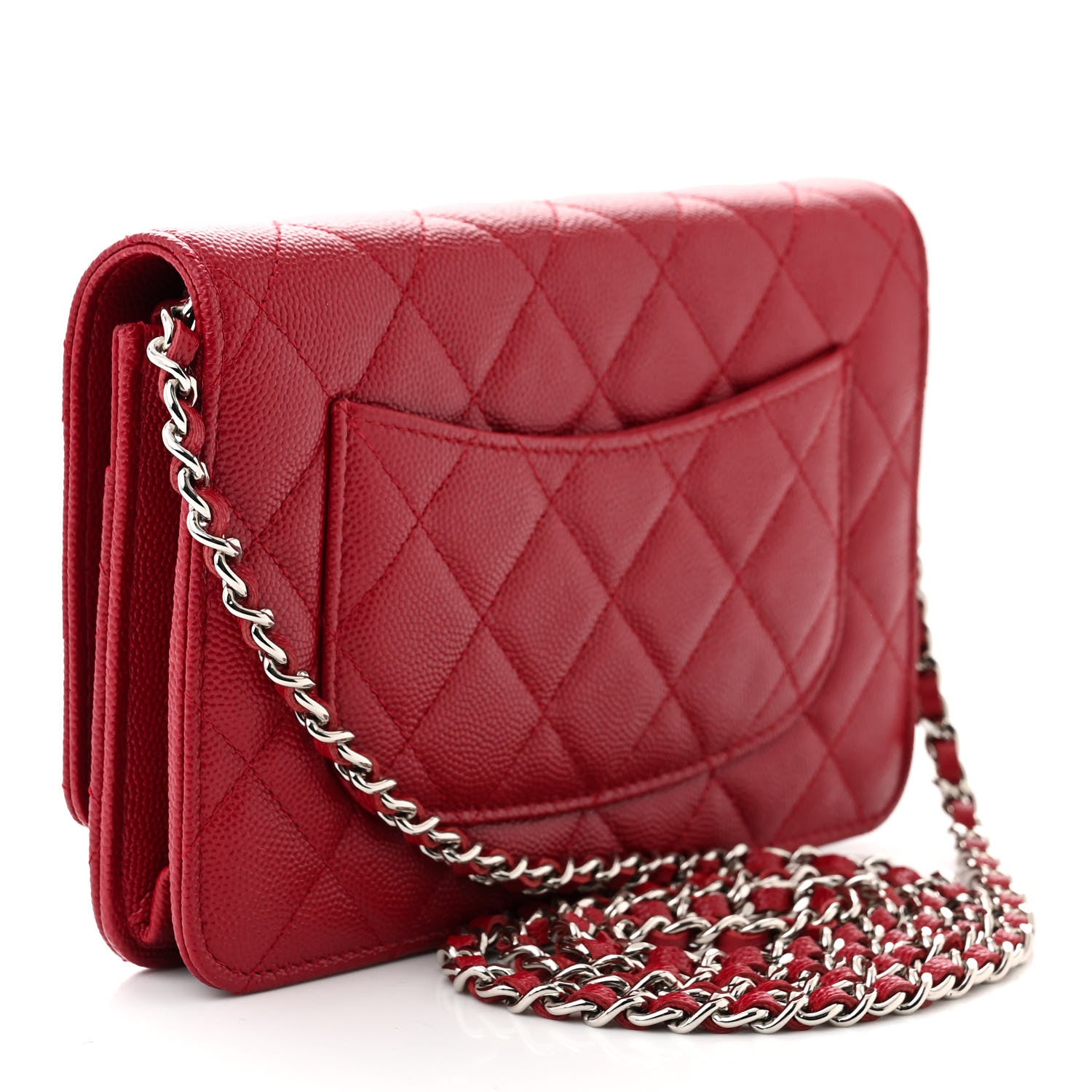 Chanel Caviar Quilted Wallet on Chain WOC Dark Red 3 of 12