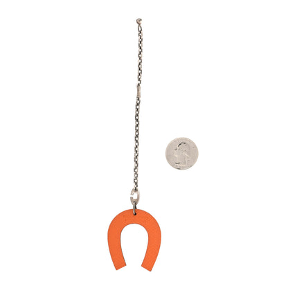 Hermes Epsom Lucky Horseshoe Bag Charm Graphite Orange 2 of 3