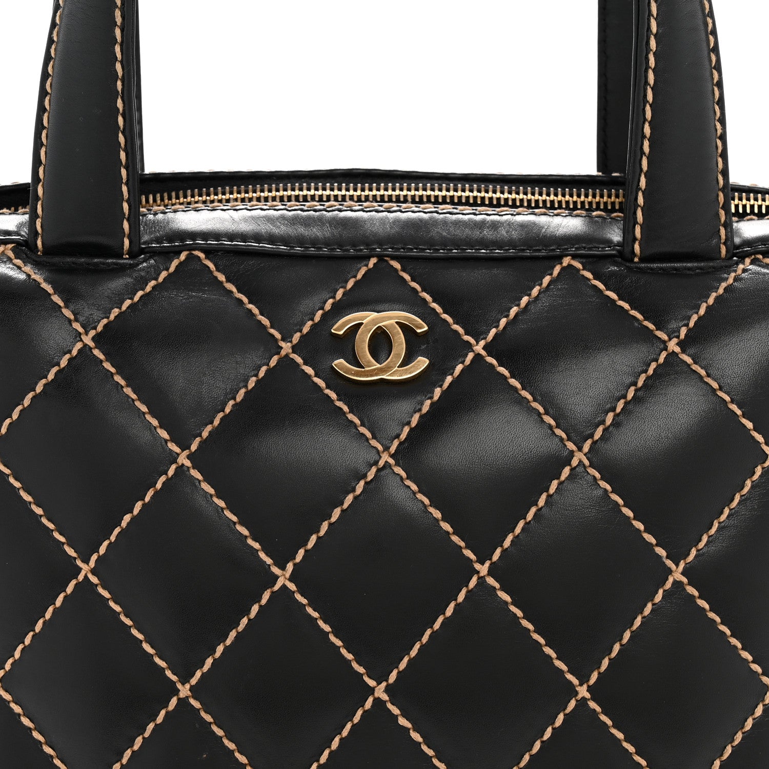 Chanel Calfskin Wild Stitch Vertical Top Handle Bag Black 8 of 16