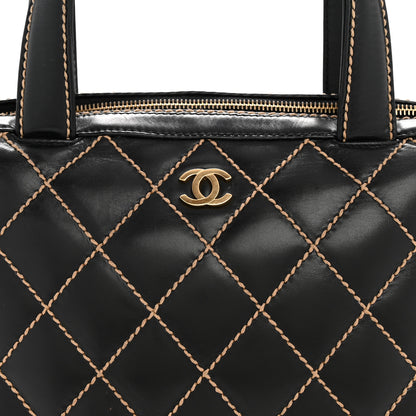 Chanel Calfskin Wild Stitch Vertical Top Handle Bag Black 8 of 16