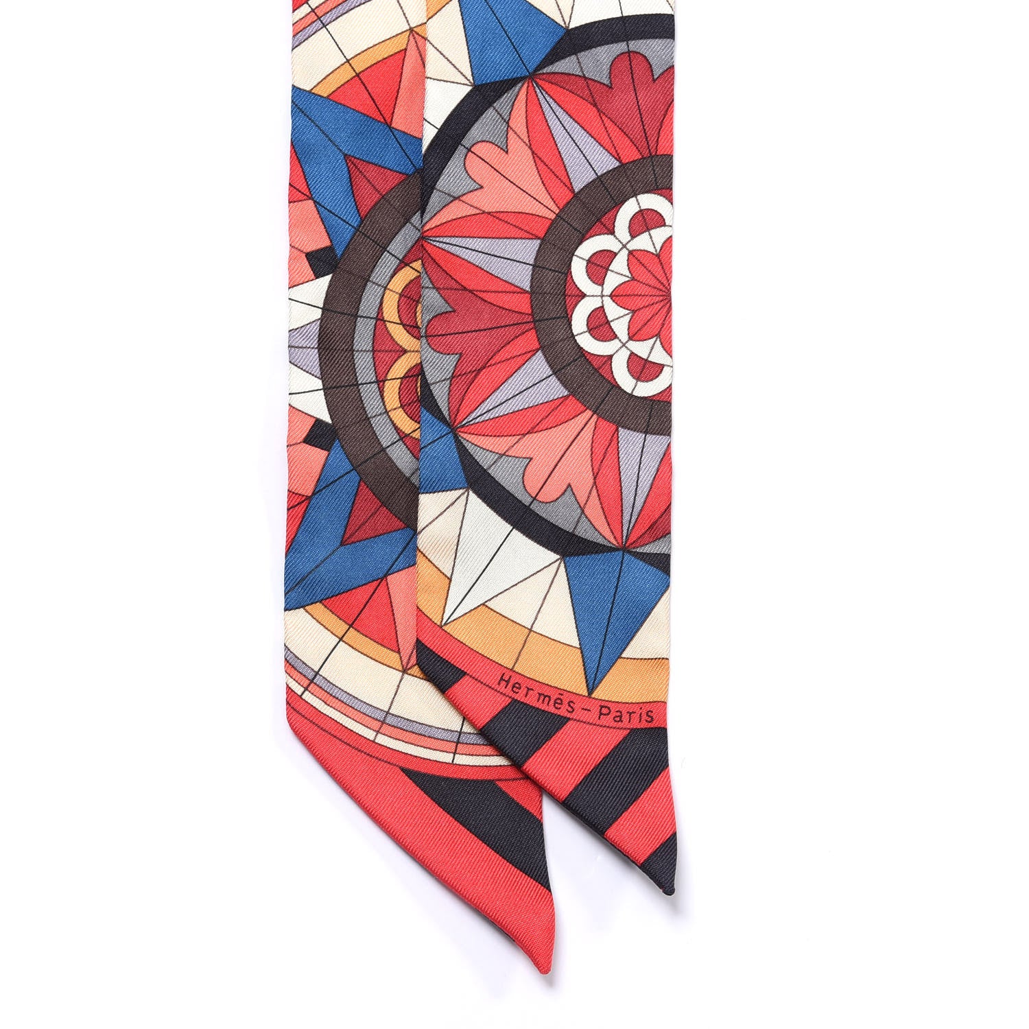 Hermes Silk Rose de Compas Twilly Black Rouge Jaune Pale 2 of 4