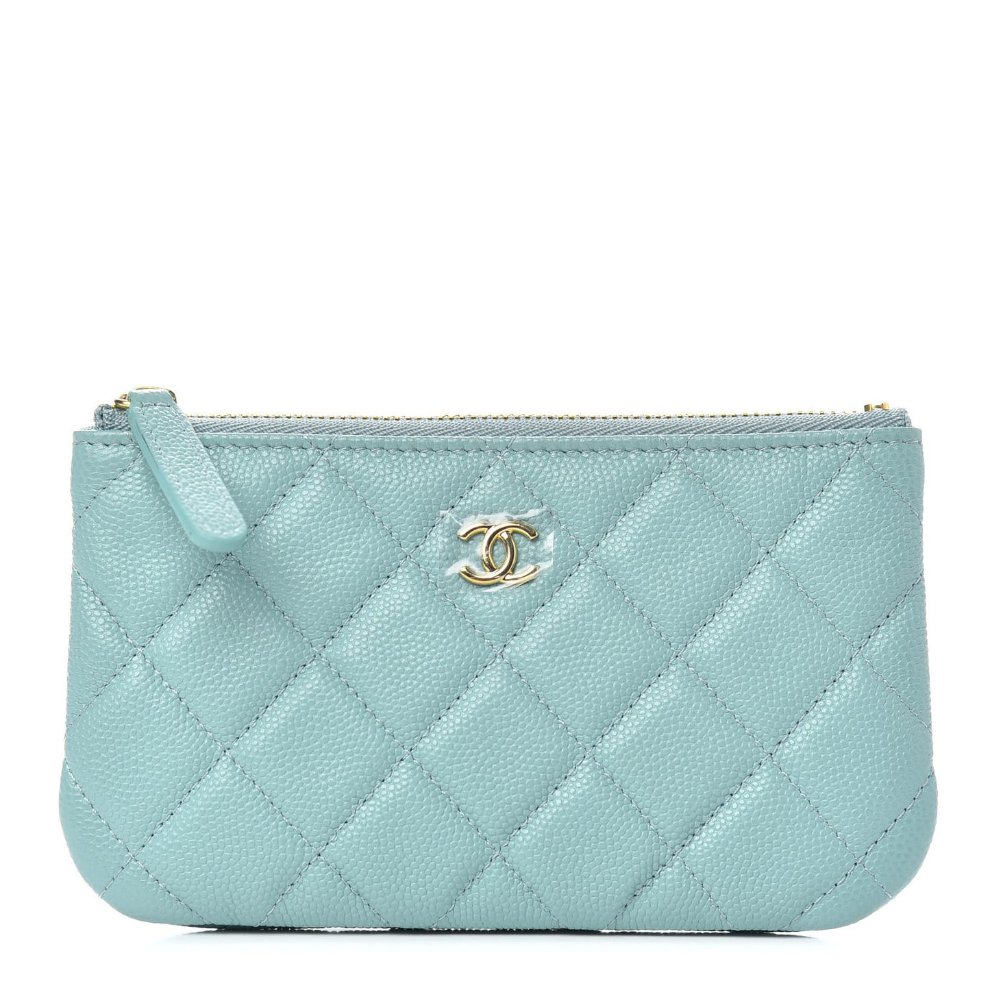 Caviar Quilted Small Cosmetic Case Light Blue