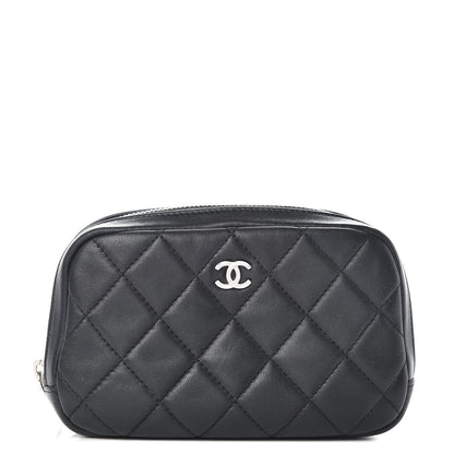 Chanel Lambskin Quilted Small Curvy Pouch Cosmetic Case Black 1 of 10
