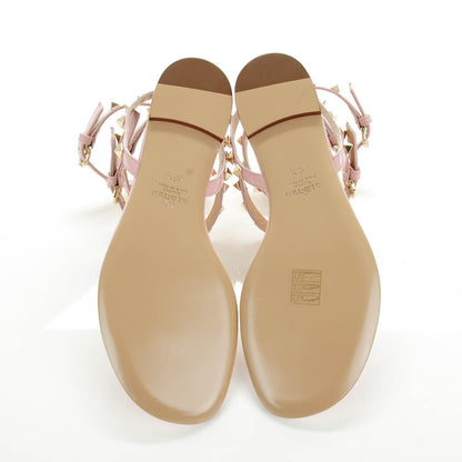 Valentino Garavani Patent Rockstud Ankle Wrap Flat Thong Sandals 36.5 Cipria 5 of 8