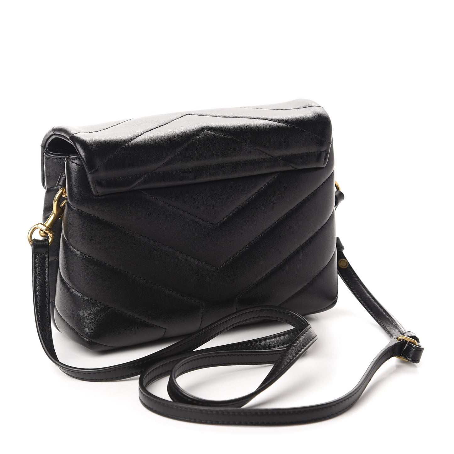 Calfskin Y Quilted Monogram Toy Loulou Crossbody Bag Black