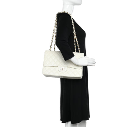 Chanel Caviar Quilted Jumbo Single Flap White 2 of 10