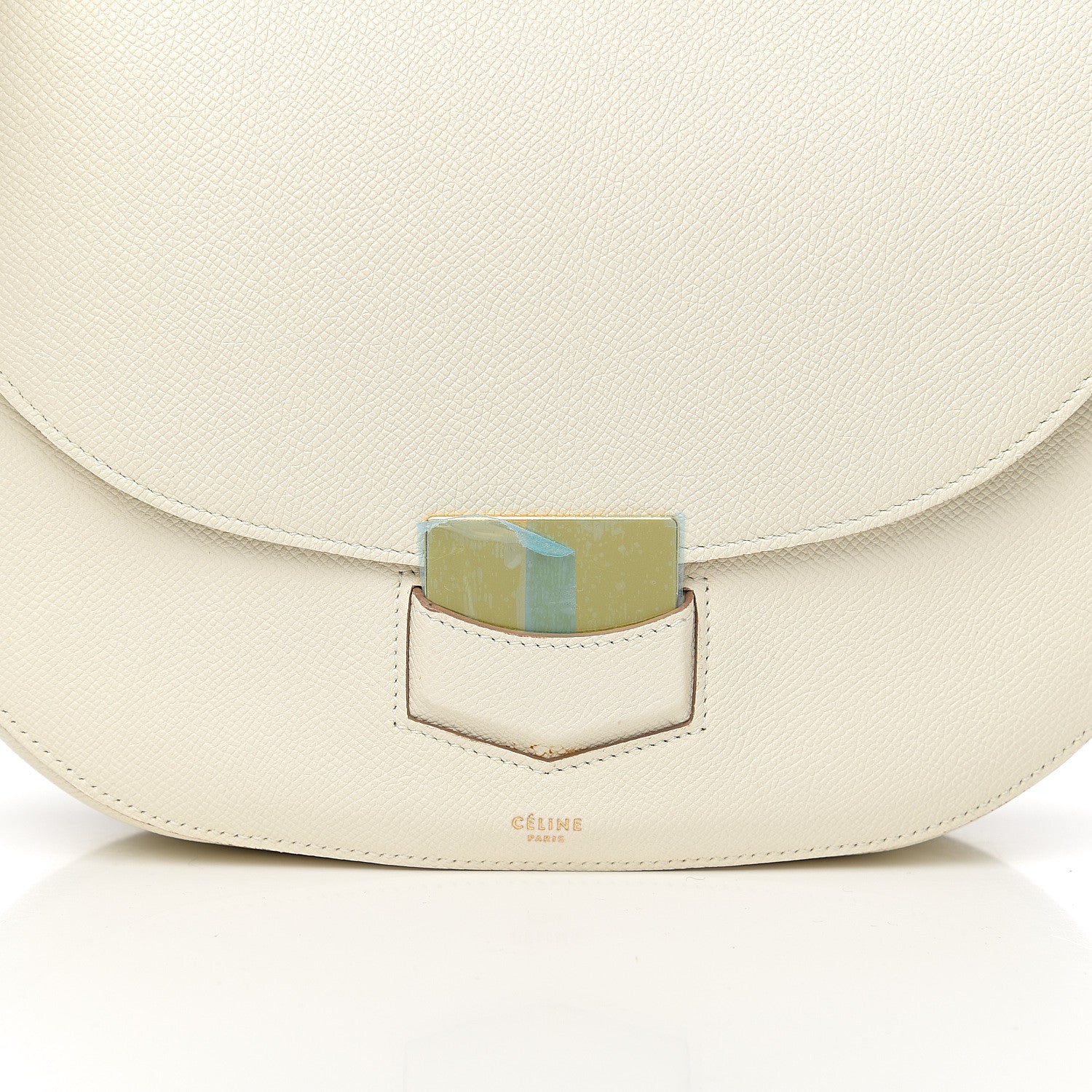 Celine Grained Calfskin Medium Trotteur White 6 of 9