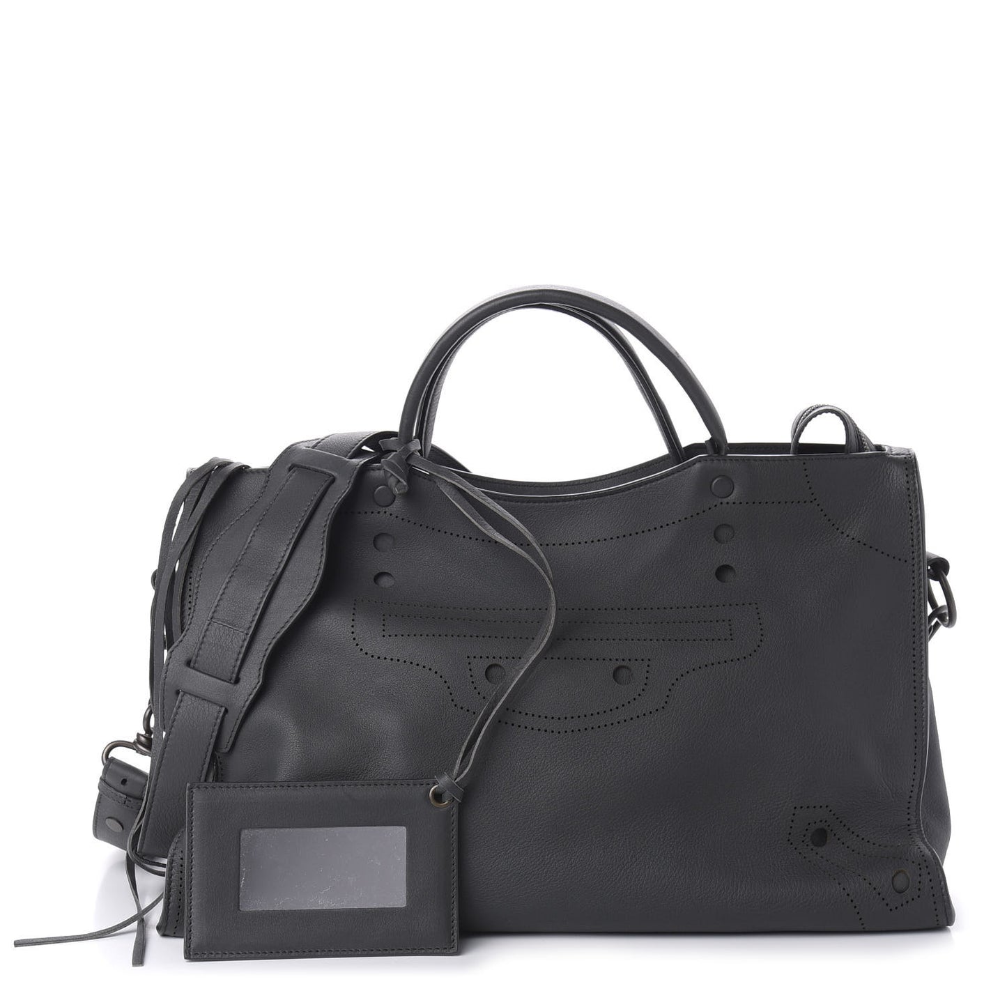 Veau Soyeux Perforated Blackout Hardware City Gris Fossile