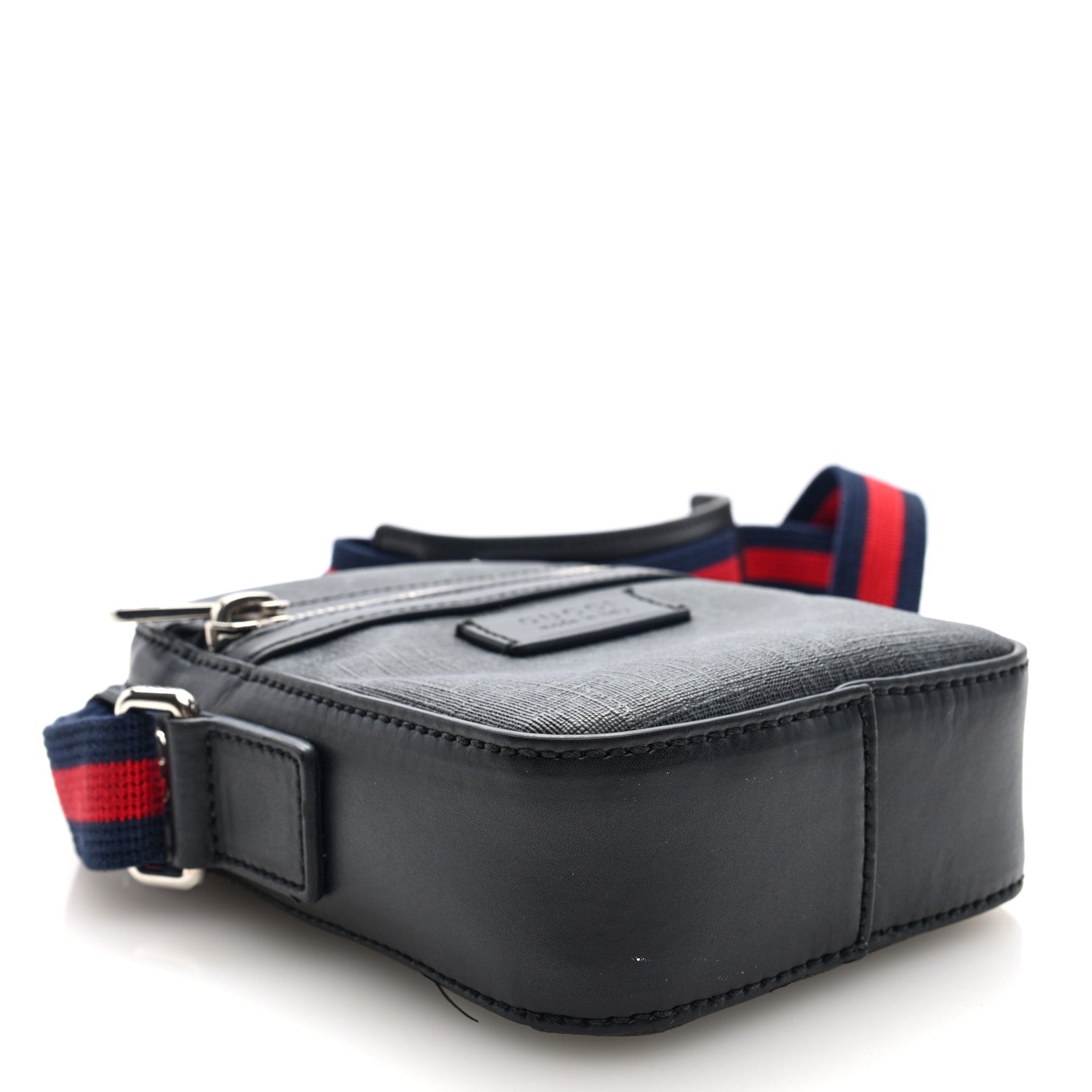 Gucci GG Supreme Monogram Appia Calfskin Web Small Camera Messenger Bag Black Grey 4 of 10