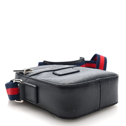 Gucci GG Supreme Monogram Appia Calfskin Web Small Camera Messenger Bag Black Grey 4 of 10