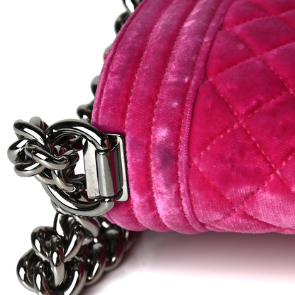 Chanel Velvet Quilted Medium Boy Flap Fuchsia 12 of 14