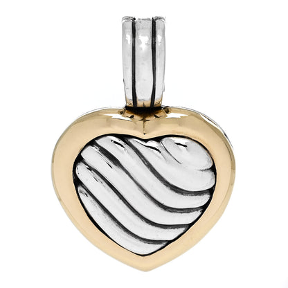 David Yurman Sterling Silver 18K Yellow Gold Cable Heart Locket Enhancer Pendant 1 of 6