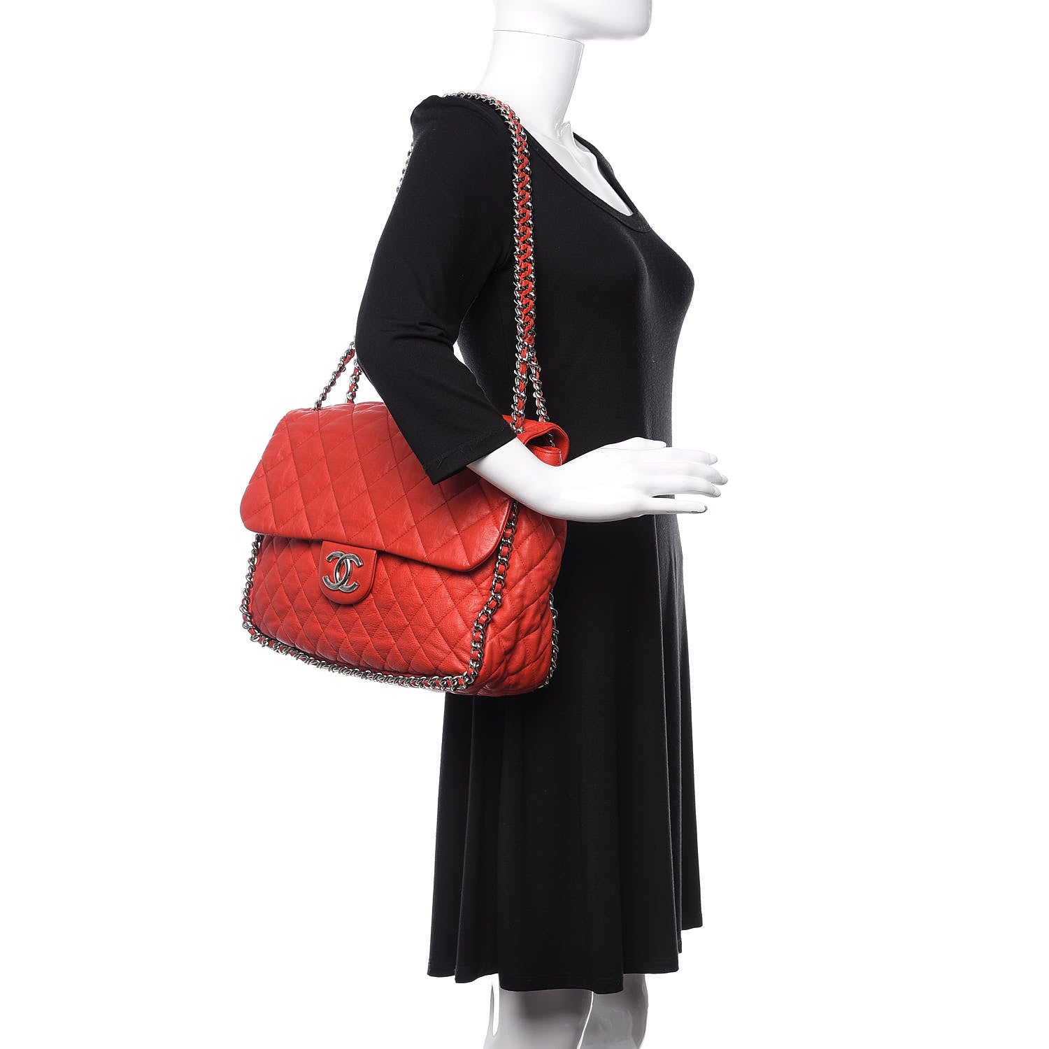 Chanel Washed Lambskin Quilted Maxi Chain Around Flap Red 2 of 12