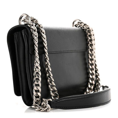 Prada Saffiano Soft Calfskin Chain Crossbody Bag Black 3 of 13
